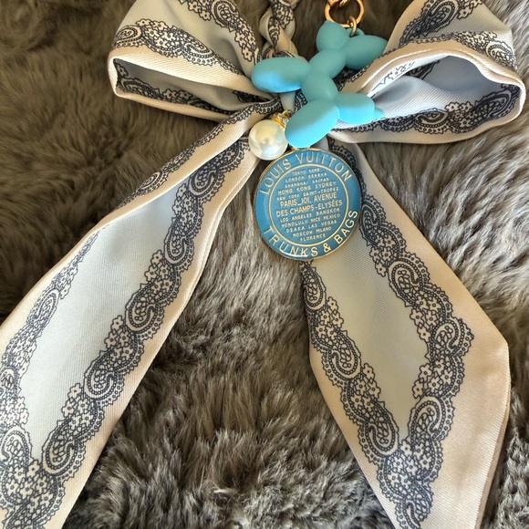 Louis Vuitton Blue and Cream twilli bag charm/  Key Holder